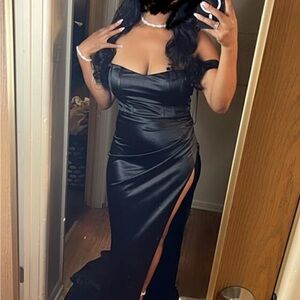 Elegant Black Satin Evening Gown